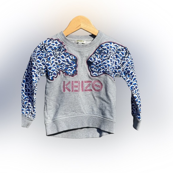 Kenzo Kids Sweatshirt Embroidered Lion & Tiger For Girls - Picture 1 of 6